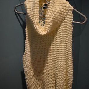 Sleeveless cowl neck sweater
